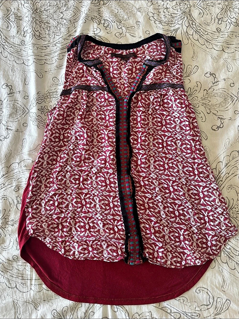 a common thread Floral Tunic Top in Pink & Red Size Medium
